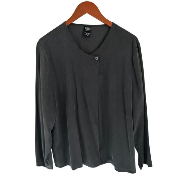 Eileen Fisher Sweaters - Eileen Fisher 100% Silk Cardigan in Charcoal Gray Size Med